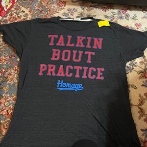 HOMAGE Charcoal Tee with Red and Blue Text